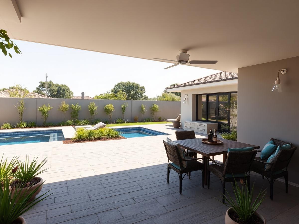 Paved patio and pool surround at a Cape Town property
